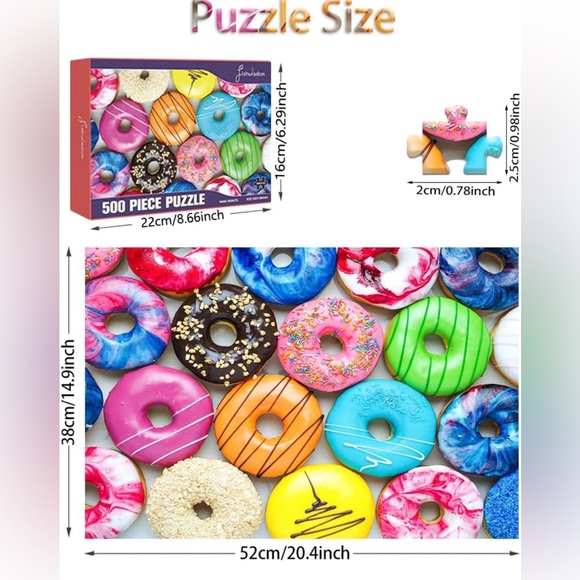 1 piece missing - 500 Piece Jigsaw Puzzle - “Donuts” for Ages 12+ - Family Fun - Picture 6 of 6